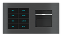 EKINEX Pulsante 8 tasti con testi/simboli retroilluminati, sensore di prossimità e tasca porta-tessere per placca a 2 posti (modulo 60x45 mm)