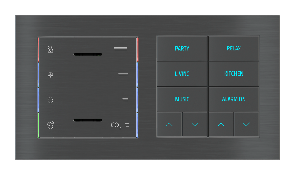 EKINEX Multisensore T - U.R. - CO2 eq. e pulsante 10 tasti con testi/simboli retroilluminati e sensore di prossimità per placca a 2 posti