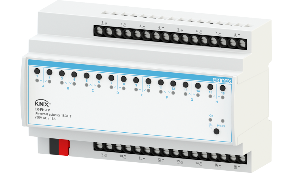 EKINEX Attuatore Universale 16 uscite KNX Serie ÆVO