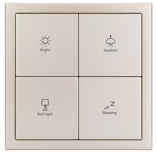 HDL M/PT4RA.1-CG Tastiera Tile 4 puls. singolo met champagne-gold