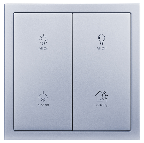 HDL M/PT2RB.1-SG Smart Panel 4 pulsanti serie Tile, grigio siderale