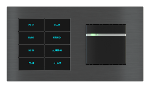 [213EK-E20-TP-8T-PN | EK-TR2-TP] EKINEX Pulsante 8 tasti con testi/simboli retroilluminati, sensore di prossimità e lettore di tessere per placca a 2 posti (modulo 60x45 mm)