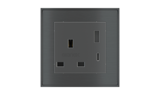 [513EK-PWS-UK-USB] EKINEX Presa elettrica quadrata (modulo 55x55 mm) - UK USB