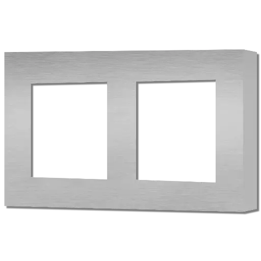 [CR-SC-45-2G-MS] Core Placche per prese finestra doppia 45 x 45 mm Interasse 71 mm   Completa di telaio - Finitura in Metallo Spazzolato