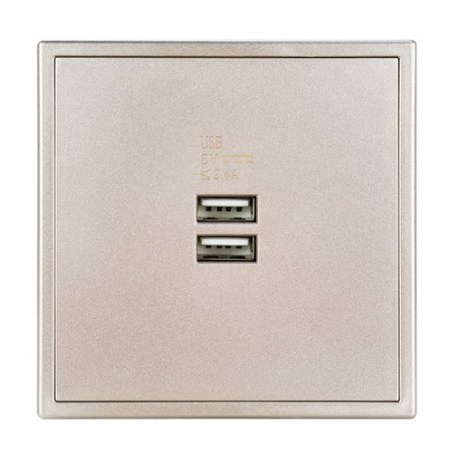 [THOM002681] HDL MP2-W-USB/TILE.48-CG Placca doppia presa USB serie Tile champagne-gold
