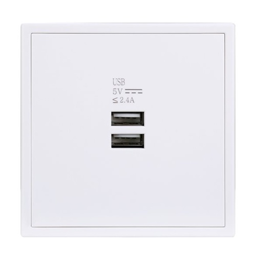 [THOM002679] HDL MP2-W-USB/TILE.48-IW Placca doppia presa USB serie Tile ivory-white